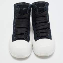 Alexander McQueen Black Canvas Deck Plimsoll High Top Sneakers Size 38.5