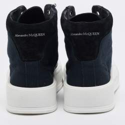 Alexander McQueen Black Canvas Deck Plimsoll High Top Sneakers Size 38.5