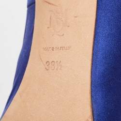 Pre Owned Alexander McQueen Electric Blue Satin Pointed Toe Pumps Size 38.5