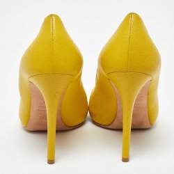 Alexander McQueen Yellow Leather Embellished Skull Peep Toe Pumps Size 38