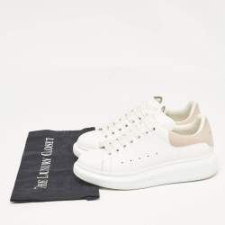 Alexander McQueen White Leather and Suede Oversized Lace Up Sneakers Size 38.5
