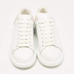 Alexander McQueen White Leather and Suede Oversized Lace Up Sneakers Size 38.5