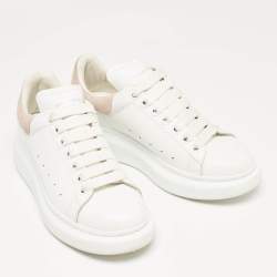 Alexander McQueen White Leather and Suede Oversized Lace Up Sneakers Size 38.5