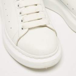 Alexander McQueen White Leather and Suede Oversized Lace Up Sneakers Size 38.5