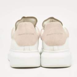 Alexander McQueen White Leather and Suede Oversized Lace Up Sneakers Size 38.5