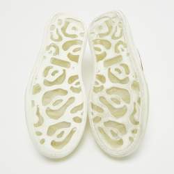 Pre Owned Alexander McQueen White/Gold Leather Larry Clear Sole Sneakers Size 37