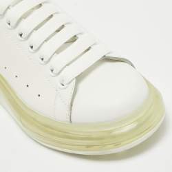 Pre Owned Alexander McQueen White/Gold Leather Larry Clear Sole Sneakers Size 37