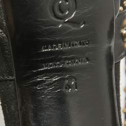 Alexander McQueen Black Leather and Suede Studded Platform Pumps Size 41