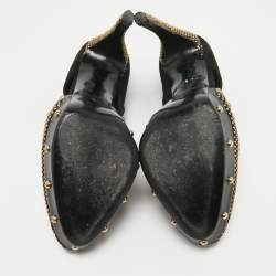 Alexander McQueen Black Leather and Suede Studded Platform Pumps Size 41