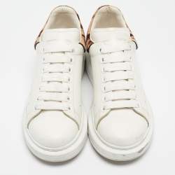 Alexander McQueen White/Brown Leather and Calf hair Oversized Lace Up Sneakers Size 37