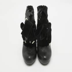 Alexander McQueen Black Leather Ankle Length Boots Size 40