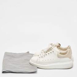 Pre Owned Alexander McQueen White Leather Oversized Lace Up Sneakers Size 38.5