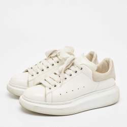 Pre Owned Alexander McQueen White Leather Oversized Lace Up Sneakers Size 38.5