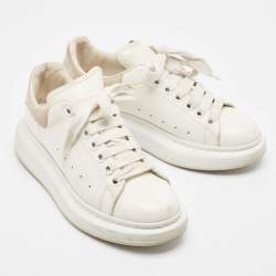 Pre Owned Alexander McQueen White Leather Oversized Lace Up Sneakers Size 38.5