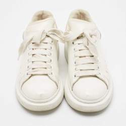 Pre Owned Alexander McQueen White Leather Oversized Lace Up Sneakers Size 38.5