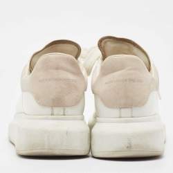 Pre Owned Alexander McQueen White Leather Oversized Lace Up Sneakers Size 38.5