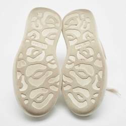 Pre Owned Alexander McQueen White Leather Oversized Lace Up Sneakers Size 38.5