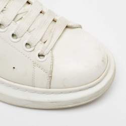 Pre Owned Alexander McQueen White Leather Oversized Lace Up Sneakers Size 38.5