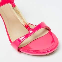 Alexander McQueen Hot Pink Patent Leather Ankle Strap Sandals 39.5