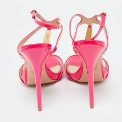 Alexander McQueen Hot Pink Patent Leather Ankle Strap Sandals 39.5