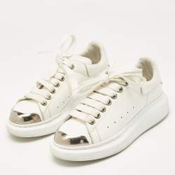 Alexander McQueen White Leather Oversized Lace Up Sneakers Size 37