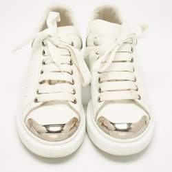 Alexander McQueen White Leather Oversized Lace Up Sneakers Size 37