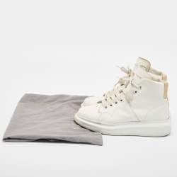 Pre Owned Alexander McQueen White Leather High Top Sneakers Size 38.5