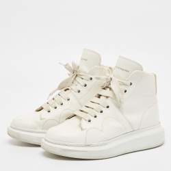 Pre Owned Alexander McQueen White Leather High Top Sneakers Size 38.5