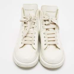Pre Owned Alexander McQueen White Leather High Top Sneakers Size 38.5