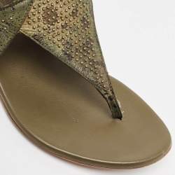 Alexander McQueen Green Leather Flat Sandals Size 38