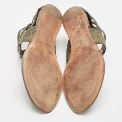 Alexander McQueen Green Leather Flat Sandals Size 38