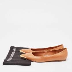 Alexander McQueen Tan Leather Pointed Toe Ballet Flats Size 38.5