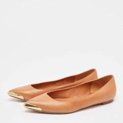 Alexander McQueen Tan Leather Pointed Toe Ballet Flats Size 38.5