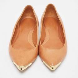Alexander McQueen Tan Leather Pointed Toe Ballet Flats Size 38.5
