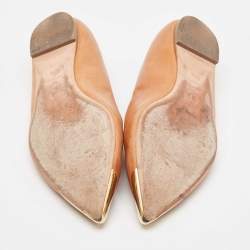 Alexander McQueen Tan Leather Pointed Toe Ballet Flats Size 38.5