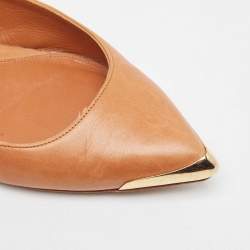 Alexander McQueen Tan Leather Pointed Toe Ballet Flats Size 38.5