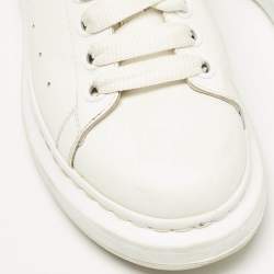 Alexander McQueen White Leather Oversized Lace Up Sneakers Size 39.5