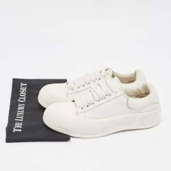 Alexander McQueen White Leather Deck Plimsoll Lace Up Sneakers Size 39