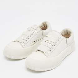 Alexander McQueen White Leather Deck Plimsoll Lace Up Sneakers Size 39