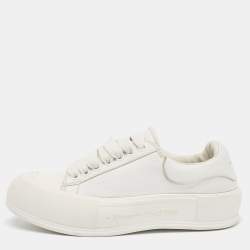 Alexander McQueen White Leather Deck Plimsoll Lace Up Sneakers Size 39