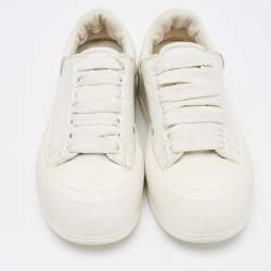 Alexander McQueen White Leather Deck Plimsoll Lace Up Sneakers Size 39