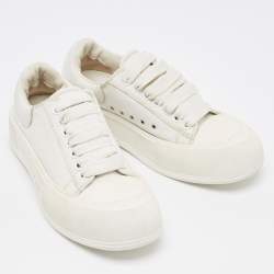 Alexander McQueen White Leather Deck Plimsoll Lace Up Sneakers Size 39