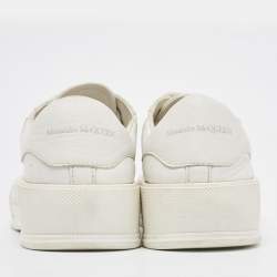 Alexander McQueen White Leather Deck Plimsoll Lace Up Sneakers Size 39