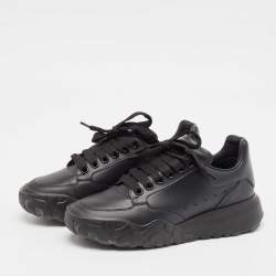 Pre Owned Alexander McQueen Black Leather Court Sneakers Size 37