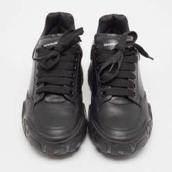Pre Owned Alexander McQueen Black Leather Court Sneakers Size 37