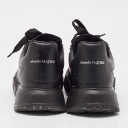 Pre Owned Alexander McQueen Black Leather Court Sneakers Size 37