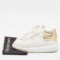 Alexander McQueen White/Gold Leather Oversized Sneakers Size 39.5