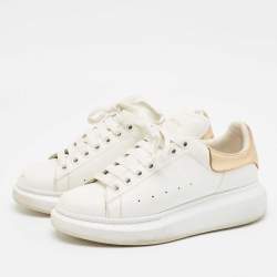 Alexander McQueen White/Gold Leather Oversized Sneakers Size 39.5