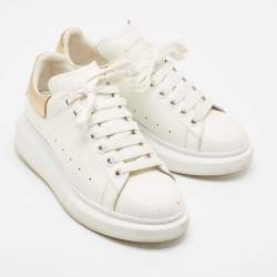 Alexander McQueen White/Gold Leather Oversized Sneakers Size 39.5