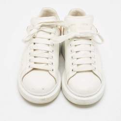 Alexander McQueen White/Gold Leather Oversized Sneakers Size 39.5